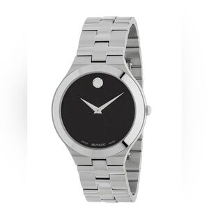 New Movado Men’s Juro Stainless Steel Black Dial Watch 0607442